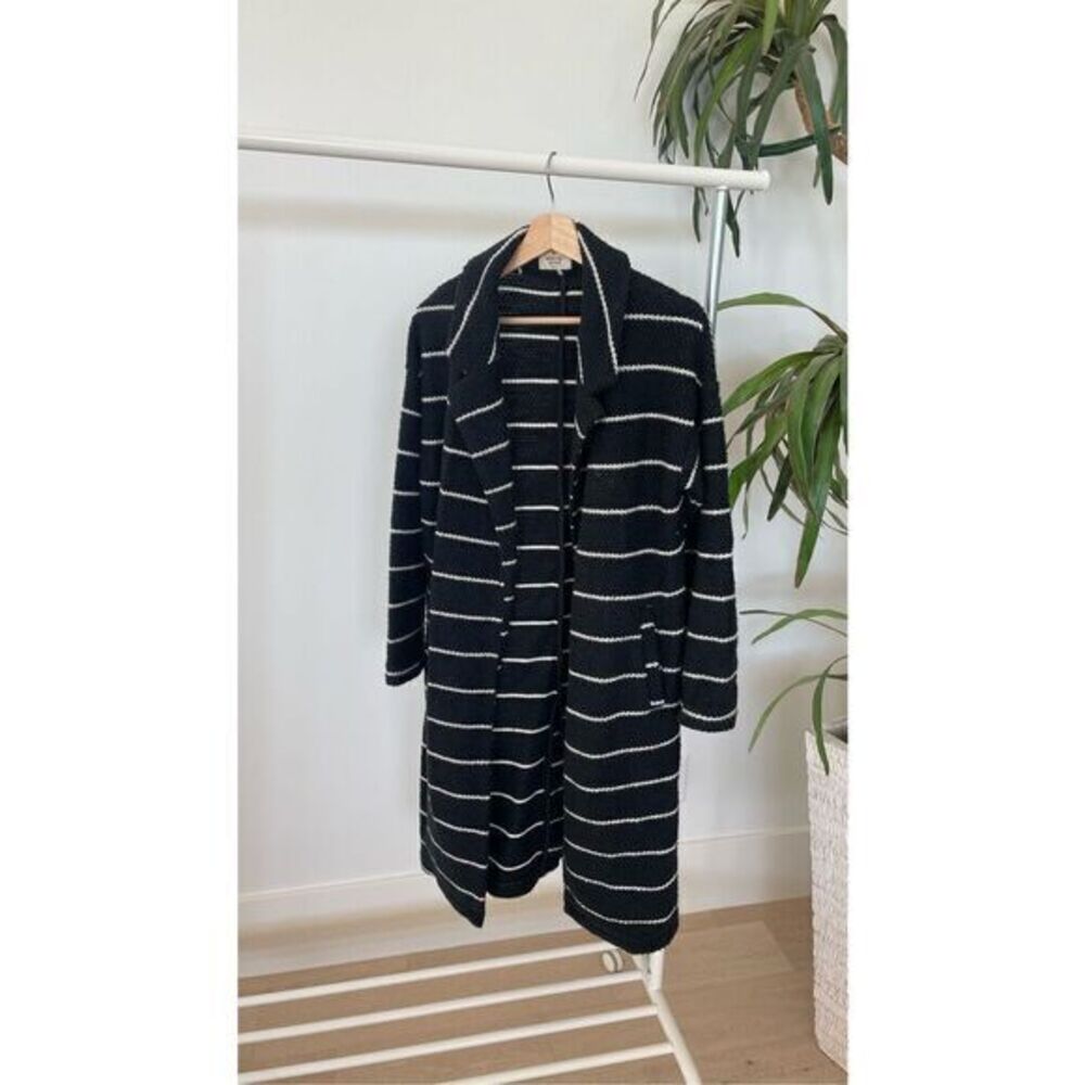MARINE LAYER Black White Striped Coat